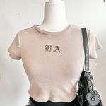 Brown "LA" Baby Tee Crop Top, Clean Girl, Retro, Baddie, 2000s,Small,Soft Grunge Photo 1