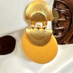 P.E.P vintage satin brushed gold tone yellow statement post earrings Photo 2