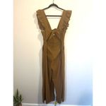 Happy X Nature Kate Hudson Wide Leg Jumpsuit Mustard Yellow Tie Open Back sz. 12 Brown Photo 1