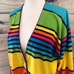 Vintage Rainbow Colorful Striped Button Front Oversized Cardigan Sweater Multi Photo 1