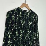 ALC Frank A.L.C Trixie Silk Dress Green Black Printed Bell Sleeve Mini A-Line size 0 Photo 4