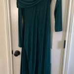 Club L Emerald Green Asymmetric Maxi Dress w/off the should drape  Wedding Guest Dress Photo 2