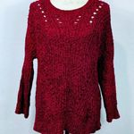 Nine West Chenille Pointelle Pullover Rich Burgundy Sweater Size M Photo 2