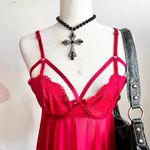 Maidenform Red Lace Sheer Babydoll‎ Top Y2K 2000s Coquette Romantic Soft Girl Small Photo 1