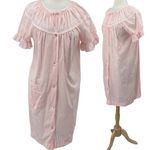 Vintage Nightgown Embroidered Neck Ruffled Short Sleeves Mini Pink Womens Medium Photo 1