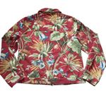 Alexis & Avery 100% Cotton Red Floral Denim Button Front Jacket Size Medium Photo 1