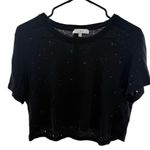 IRO Size S Clara Thrashed Boxy Crop Tee Shirt Black 100% Linen Grunge Rocker Emo Photo 1