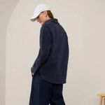 Athleta Overlook Microfleece Shirt Jacket in Navy Blue NWT Photo 1