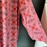 Fred David Tunic Pink 2X Floral Ethnic Roll Tab Sleeve V Neck Feminine Casual Photo 4