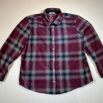 Lee Riders Fleece Flannel Shirt Womens Plaid Long Sleeve Button Up Casual Top Purple Size L Photo 0