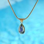 Emerald Teardrop Pendant Necklace Gold Photo 3