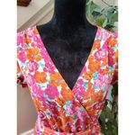 Sandy & Sid  Women Floral Polyester V-Neck Short Sleeve Knee Length Dress Size S Photo 4