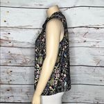 Modcloth Size 1X Black - Peacock Floral Print Tie Neckline Tank Top Blouse Photo 1