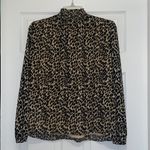 J Crew Factory Leopard Long Sleeve Chiffon Gathered Mock Neck Blouse Tan Size XS Photo 10