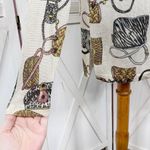 XXist‎ Shimmer Purses Print Button Up Cardigan Sweater Gold Tan Multi Large Photo 7