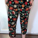 ZARA  Velvet Floral Embroidered Cropped Pant S Photo 0