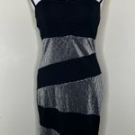 Venus Mini Dress SMALL Black Silver Sequin Party Strappy Ruched Sheath Cocktail Photo 0
