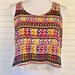 Love Squared Colorful tribal, lace trimmed tank top Photo 0