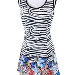 Neiman Marcus Scuba Fit Flare Dress Black White Floral Size Medium NWT Photo 1