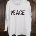 Style & Co  Women's 1X Embellished Gray PEACE Christmas Holiday Shirt Photo 0