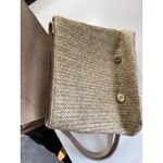 Woven Straw Backpack Beige Faux‎ Leather Trim Buckle Closure Casual Travel Tan Photo 2