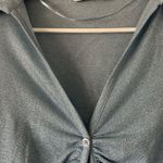 ZARA  Sparked Ruched Button Front Cutout Long Sleeve Top Size Small Photo 6