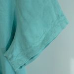 Coastal Grandmother 100% Linen Button Front Midi Dress Women’s Medium Aqua Blue Photo 5