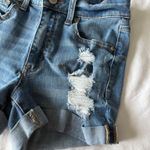 Aeropostale Medium Wash Distressed High Rise Midi Jean Shorts Photo 1