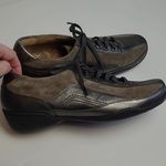 TAOS STEADY PEWTER GRAY PANELED LEATHER SUEDE SNEAKER LOAFER WOMENS 8.5 Photo 1