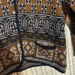 Tally Ho Vintage 1990s Y2K Black Shades of Brown Cardigan Sweater Geometric 3X Photo 7