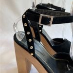 Maje  Black Suede Open Toe Platform Studded Block‎ High Heels Size 40 Whimsigoth Photo 1