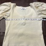 &Merci Cream Puff Sleeve Top M‎ Henley Rib Knit Stretch Romantic Cottagecore Size M Photo 11