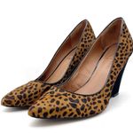 Ava & Aiden Leopard Print Calf Hair Pointed Toe Wedge Heels Black & Tan Size 9.5 Photo 5