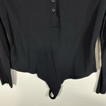 Nike  XL Womens Dri Fit Luxe Henley Bodysuit Cut Out Black Long Sleeve‎ Athletic Photo 2