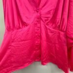 Torrid  5X Hot Pink Satin Button Front Blouse Long Sleeve NWT Plus Size 28 Photo 1