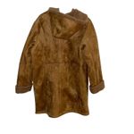 Westbound Tan Faux Suede Hooded Button Up Coat Sherpa‎ Lined Warm Jacket Outerwear L Photo 3