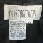 Vtg Together! 12 Trench Coat Black Leather Long Women's Double Breasted Heavy Photo 9