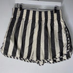 Everlane  Black White Organic Cotton Stripe High Rise Pull On Shorts Large Photo 0