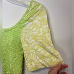 Free People Marigold Key Lime Mixed Media Smocked Retro Boho Top Photo 8