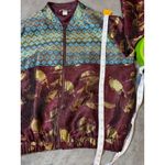 H&M Women Metallic Embroidered Bomber Jacket Zip Size 10 Maroon Gold Blue Photo 5