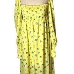 We Wore What Yellow Floral Print On Off Shoulder Smocked Boho Maxi Dress S NWT Photo 2