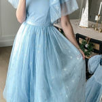 Ivy City Co. Jayne Snowflake Dress Tulle Glitter Cinderella Blue Silver Small Photo 0
