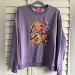 Pearl Brunch Graphic Embroidered Pullover Sweatshirt in lavender Purple Size XL Photo 3