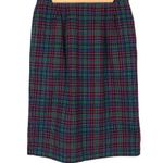 Vintage Joan Leslie Tweed Skirt Wool Blend Pink Green Blue Plaid Retro Skirt 6P Photo 1