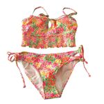 Salt & Cove Juniors Bikini Set Lace Up Hipster Smocked Tie Floral Colorful S White Size undefined Photo 0