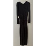Norma Kamali  Jumpsuit Size M Black Shirred Waist V Neck Wide Leg Cocktail Party Photo 3