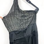 Ramy Brook  Scarlett Black Jumpsuit Size 8 One Shoulder Satin Velvet Wide Leg Photo 11