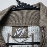 Norge Nordic Wool Blend Sweater Women's M Zip Cardigan Fair Isle Brown White Size M Photo 3