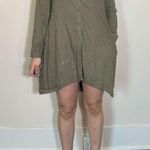 Anthropologie Cloth & Stone Shirt Dress Olive Green Lace Photo 0