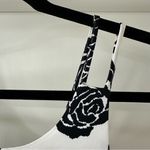 Cooper and Ella  Black & White Rose Floral Pattern Double Strap Blouse, Size M Photo 1